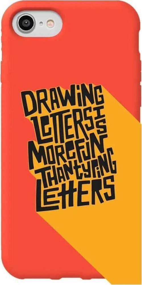 iphone Se 2020 Turuncu Renkli Silikon Telefon Kılıfı - Drawing Letters