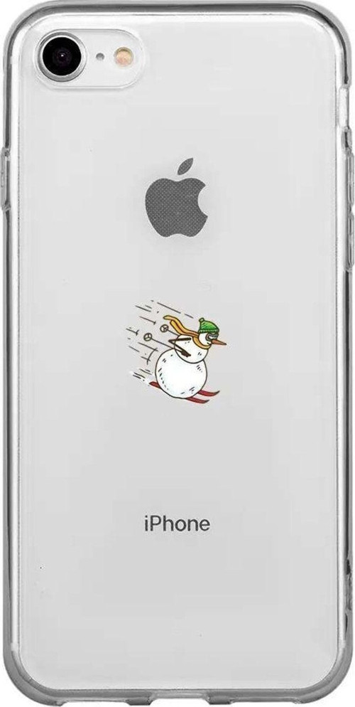 iphone Se 2020 Uyumlu Seffaf Telefon Kılıfı - Snowman Skiing