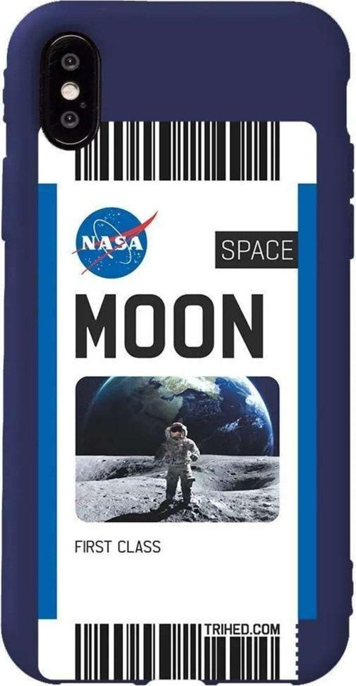İphone X Lacivert Renkli Silikon Telefon Kılıfı - Moon Bileti