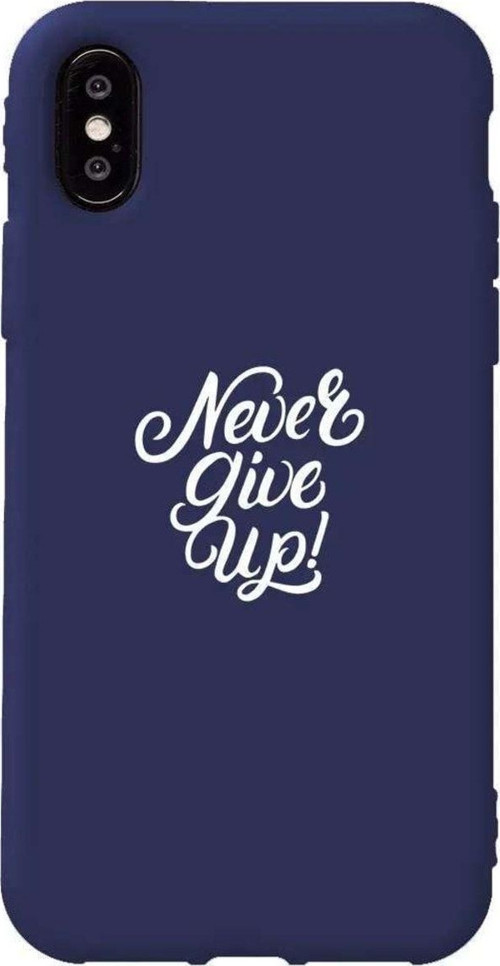 İphone X Lacivert Renkli Silikon Telefon Kılıfı - Never Give Up 3