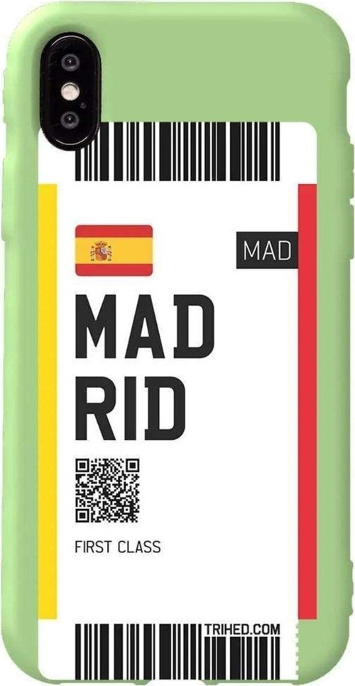 İphone X Açik Yesil Renkli Silikon Telefon Kılıfı - Madrid Bileti