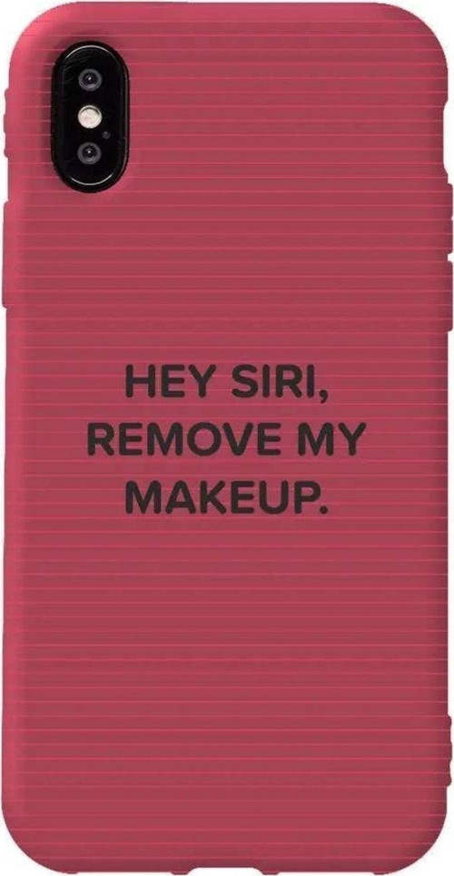 İphone X Bordo Renkli Silikon Telefon Kılıfı - Hey Siri