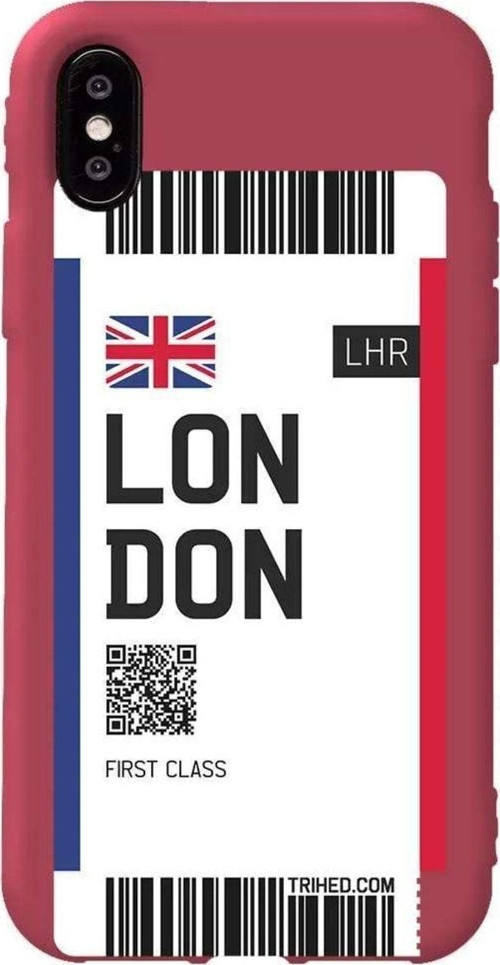 İphone X Bordo Renkli Silikon Telefon Kılıfı - London Bileti