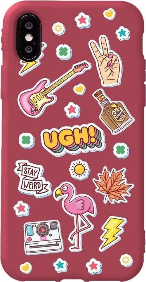 İphone X Bordo Renkli Silikon Telefon Kılıfı - Ugh!