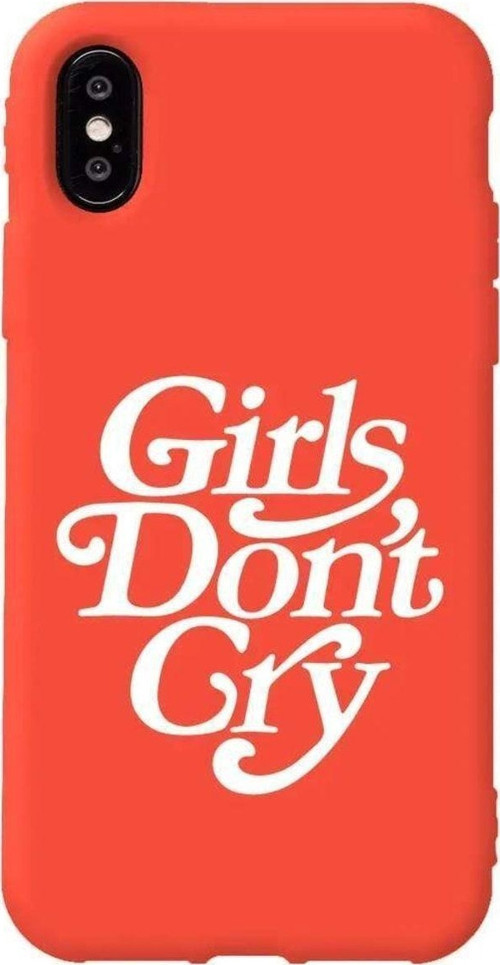 İphone X Turuncu Renkli Silikon Telefon Kılıfı - Girls Don't Cry