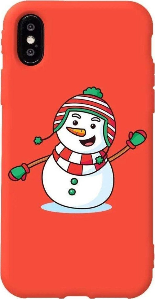 İphone X Uyumlu Turuncu Renkli Silikon Telefon Kılıfı - Snowman 2