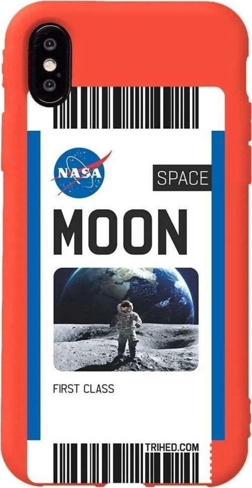 İphone X Turuncu Renkli Silikon Telefon Kılıfı - Moon Bileti
