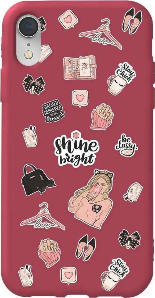 İphone XR Bordo Renkli Silikon Telefon Kılıfı - Shine Bright
