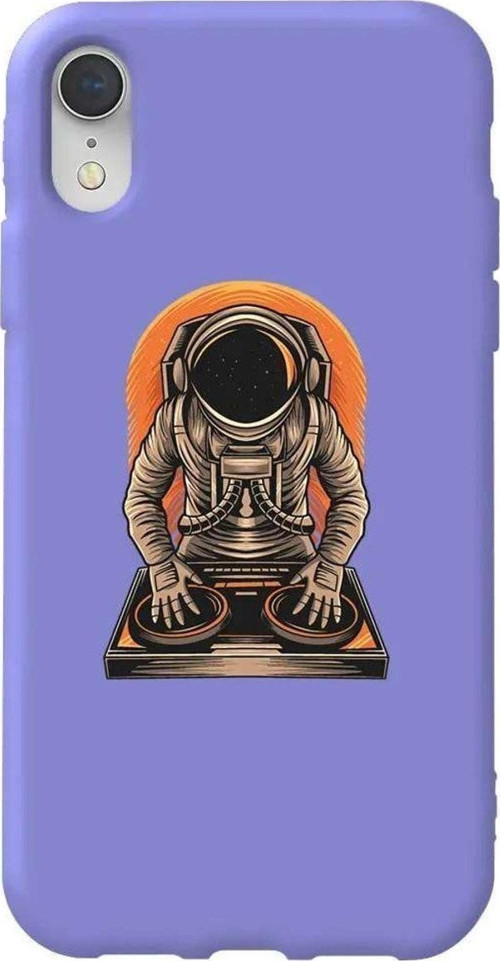 İphone XR Lila Renkli Silikon Telefon Kılıfı - Dj Astronot