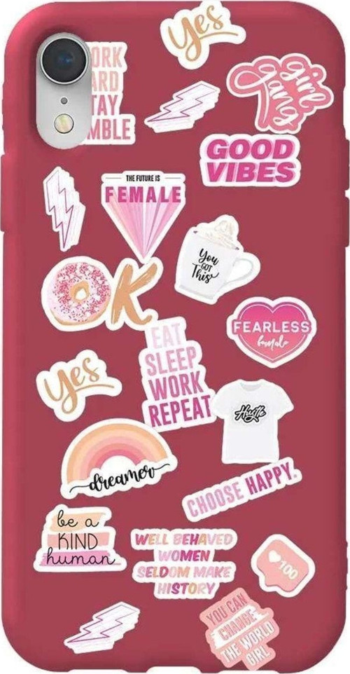 İphone XR Bordo Renkli Silikon Telefon Kılıfı - Female Sticker