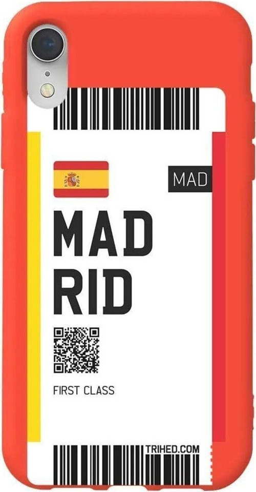 İphone XR Turuncu Renkli Silikon Telefon Kılıfı - Madrid Bileti
