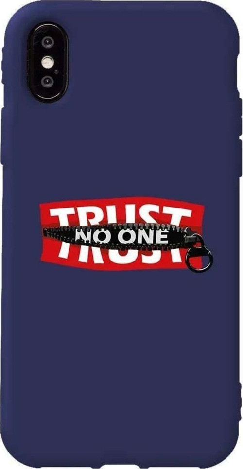 İphone XS Lacivert Renkli Silikon Telefon Kılıfı - Trust No One
