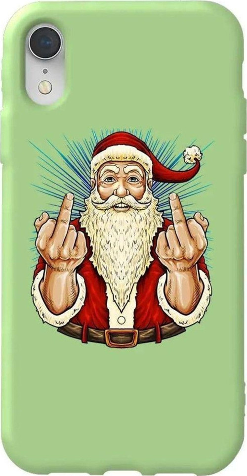 İphone XR Uyumlu Açık Yeşil Renkli Silikon Telefon Kılıfı - Santa