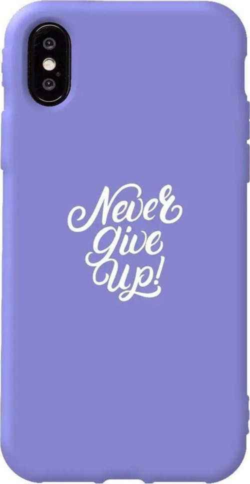 İphone XS Lila Renkli Silikon Telefon Kılıfı - Never Give Up 3