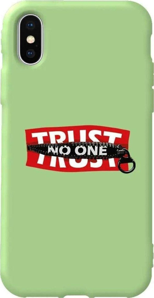 İphone XS Max Açik Yesil Renkli Silikon Telefon Kılıfı - Trust No One