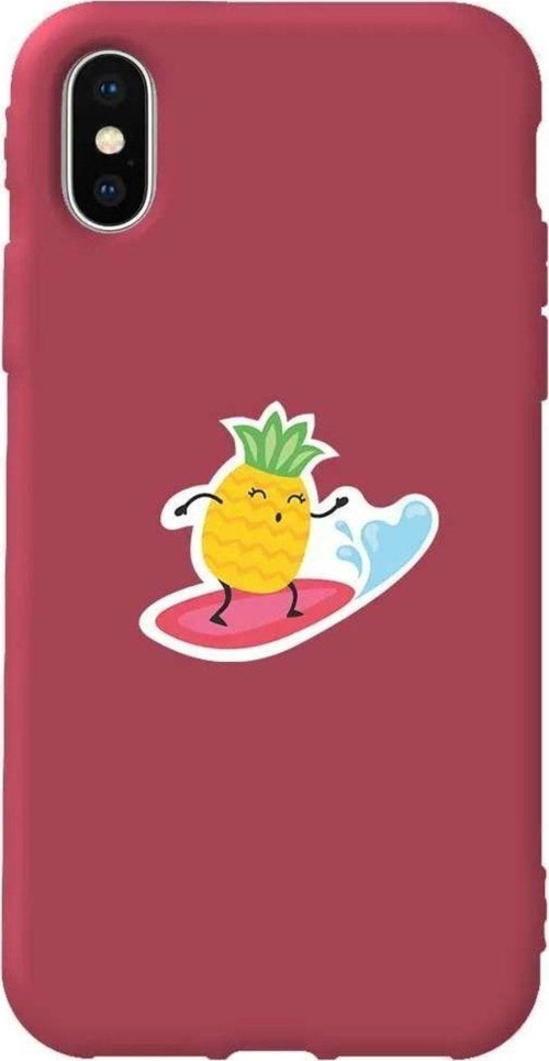 İphone XS Max Bordo Renkli Silikon Telefon Kılıfı - Sörfçü