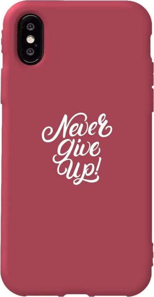 İphone XS Bordo Renkli Silikon Telefon Kılıfı - Never Give Up 3