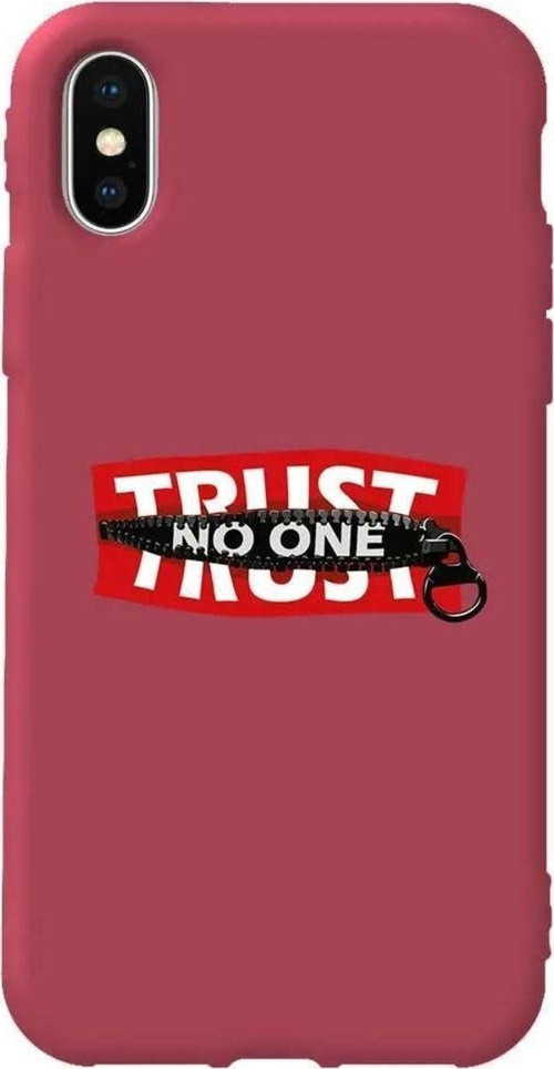 İphone XS Max Bordo Renkli Silikon Telefon Kılıfı - Trust No One
