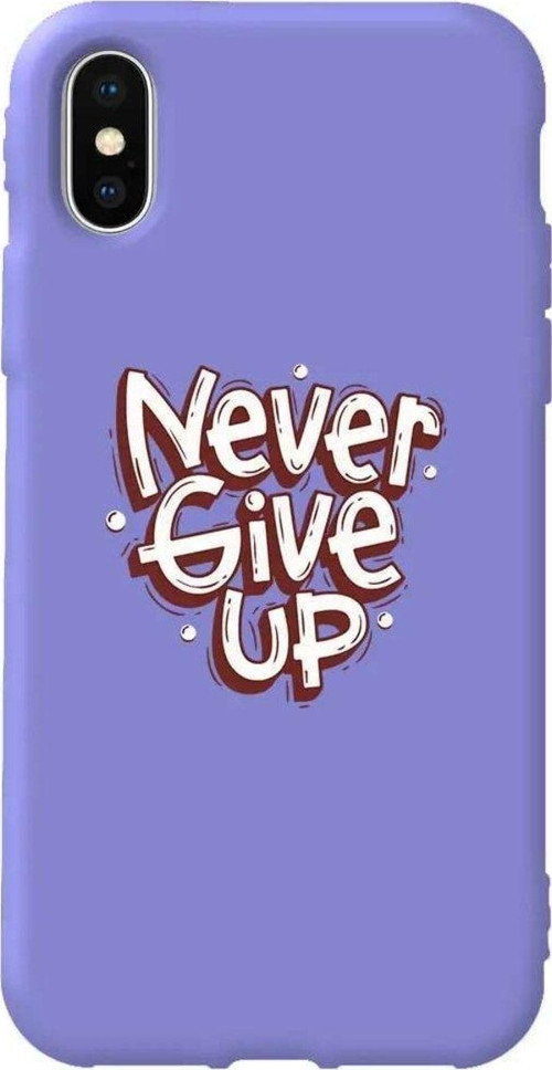İphone XS Max Lila Renkli Silikon Telefon Kılıfı - Never Give Up