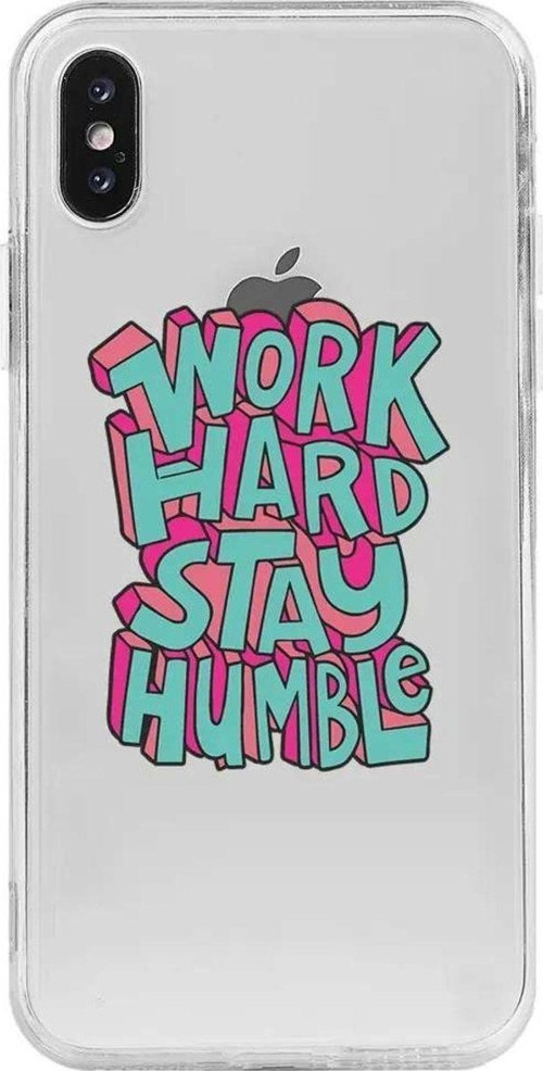 İphone XS Seffaf Telefon Kılıfı - Work Hard