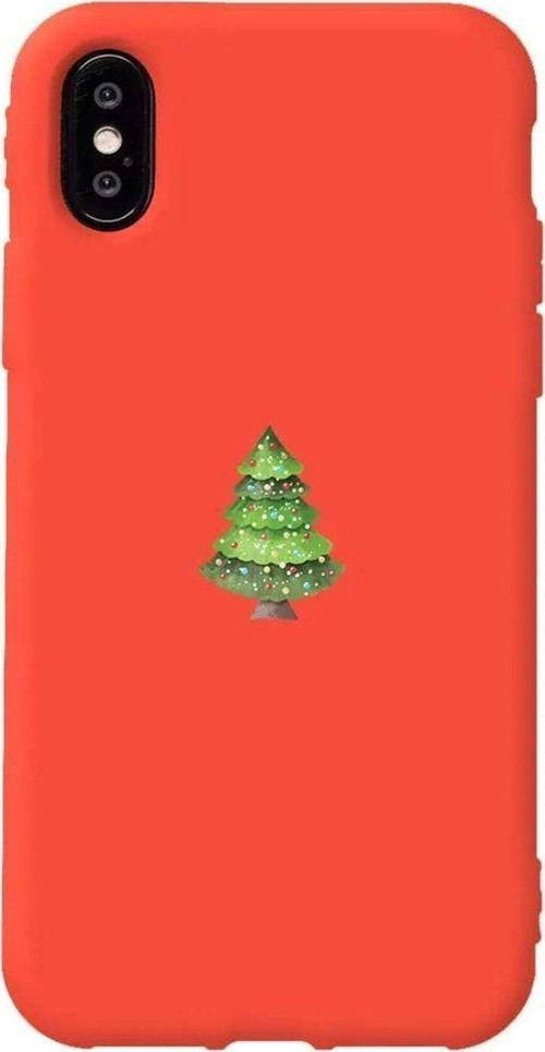 İphone XS Turuncu Renkli Silikon Telefon Kılıfı - Mini Xmas Tree
