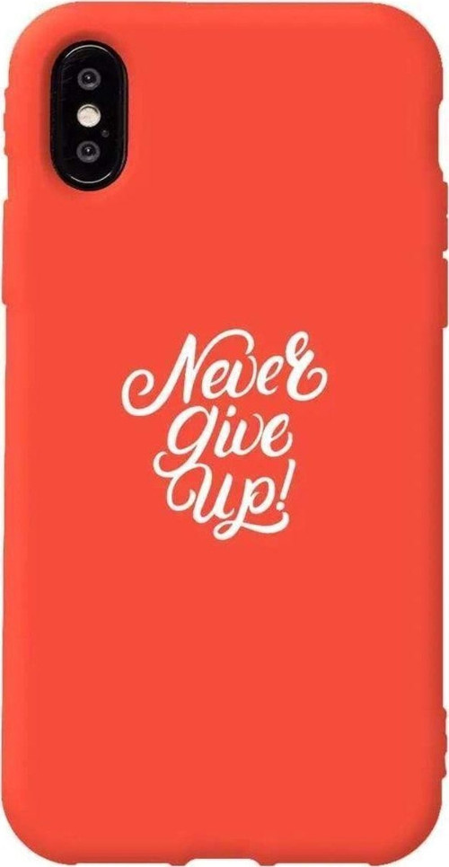 İphone XS Turuncu Renkli Silikon Telefon Kılıfı - Never Give Up 3