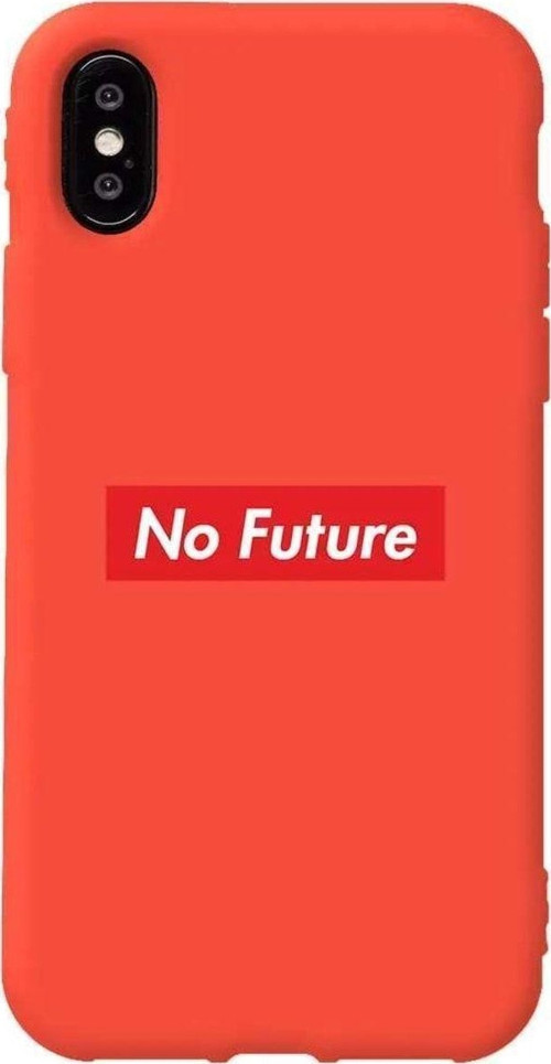 İphone XS Turuncu Renkli Silikon Telefon Kılıfı - No Future