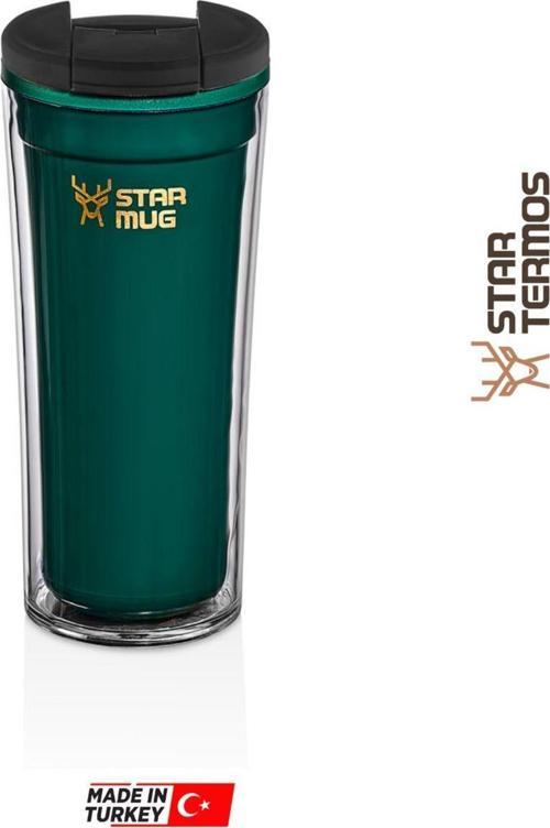 Mug 350 Ml Opak Seri - Yeşil Çift Katmanlı Mug - Piknik Kamp Outdoor Ofis Kafe Okul Kampüs