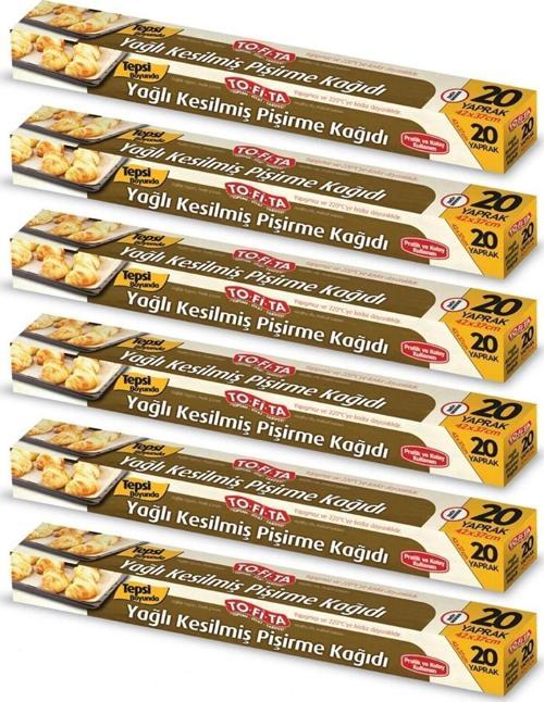 6 Kutu 20 Yaprak Hazır Kesilmiş Yağlı Pişirme Kağıdı 42X37 Cm