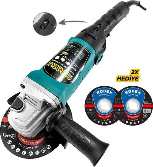 DM803 Devir Ayarlı Spral Taşlama Makinesı Avuç İçi Taşlama 115 mm 2 Adet Disk Hediye