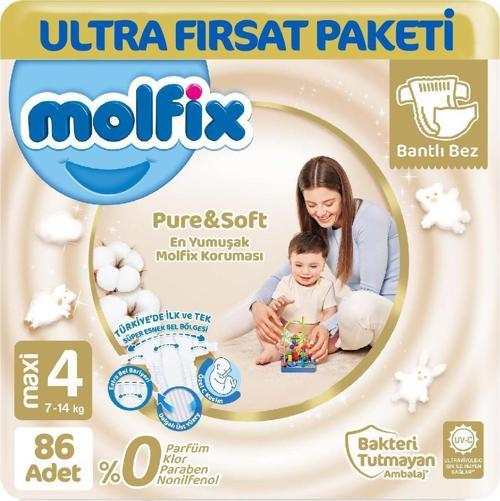 Pure Soft Ultra Avantaj Bebek Bezi 4 Beden 86 Adet