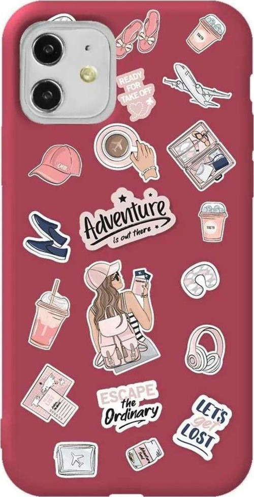 iPhone 11 Bordo Renkli Silikon Telefon Kılıfı - Adventure