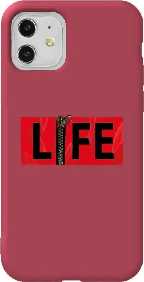 iPhone 11 Bordo Renkli Silikon Telefon Kılıfı - Life