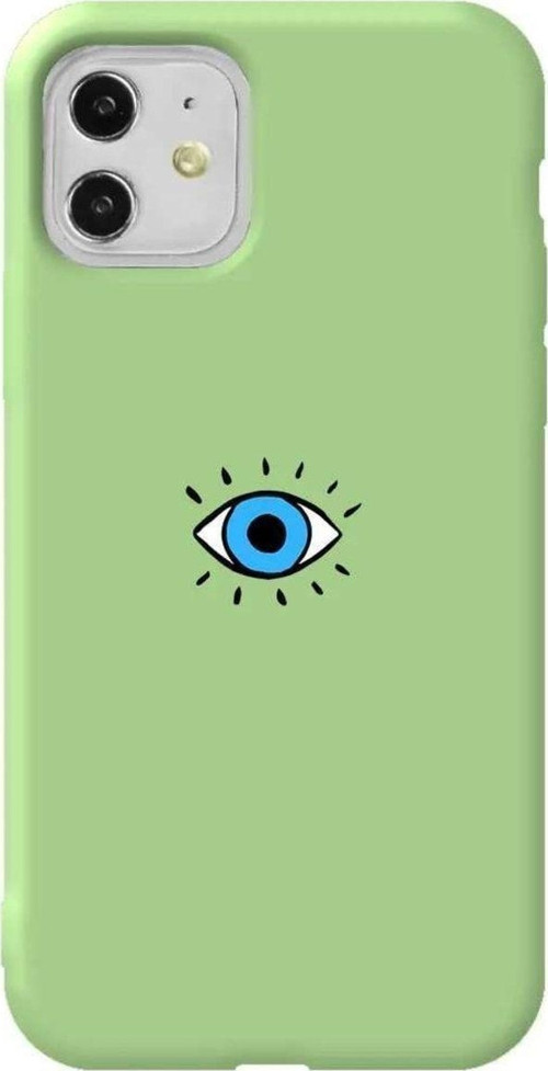 iPhone 11 Açık Yeşil Renkli Silikon Telefon Kılıfı - One Eye