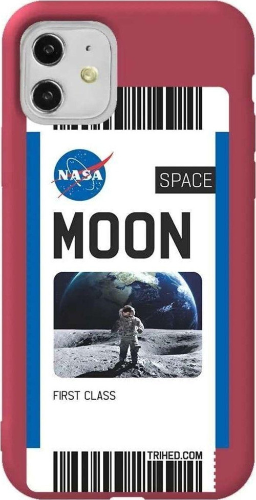 iPhone 11 Bordo Renkli Silikon Telefon Kılıfı - Moon Bileti