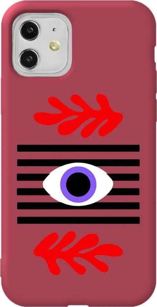 iPhone 11 Bordo Renkli Silikon Telefon Kılıfı - Mor Göz
