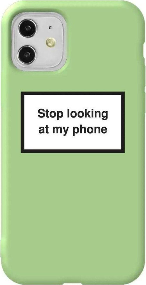 iPhone 11 Açık Yeşil Renkli Silikon Telefon Kılıfı - Stop Looking 2