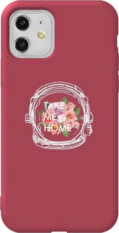 iPhone 11 Bordo Renkli Silikon Telefon Kılıfı - Take Me Home