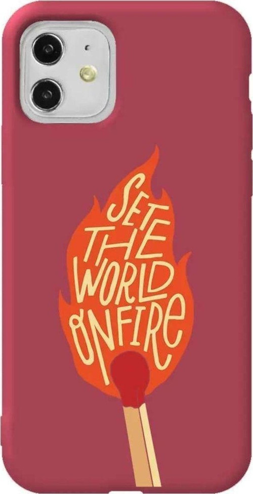 iPhone 11 Bordo Renkli Silikon Telefon Kılıfı - World On Fire