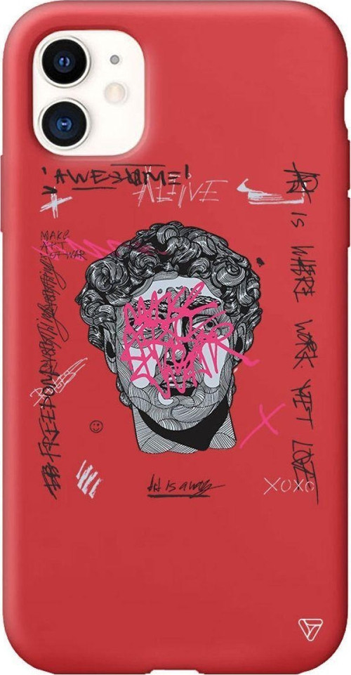 iPhone 11 Kırmızı Renkli Silikon Punk David Telefon Kılıfı