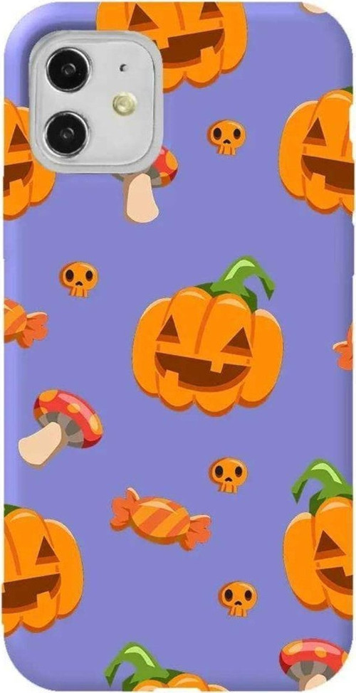 iPhone 11 Lila Renkli Silikon Telefon Kılıfı - Deadly Pumpkin