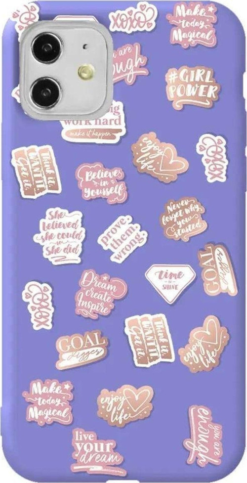 iPhone 11 Lila Renkli Silikon Telefon Kılıfı - Female Sticker 2