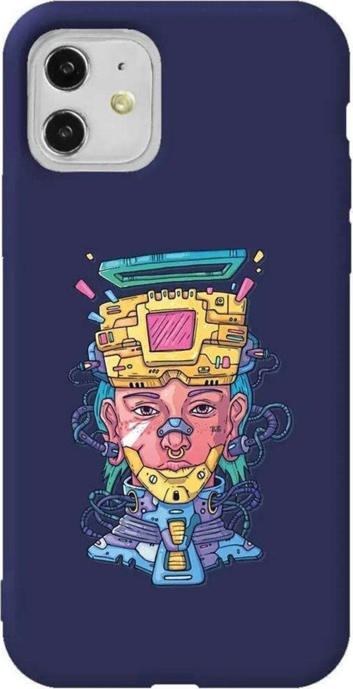 iPhone 11 Lacivert Renkli Silikon Telefon Kılıfı - Cyberpunk