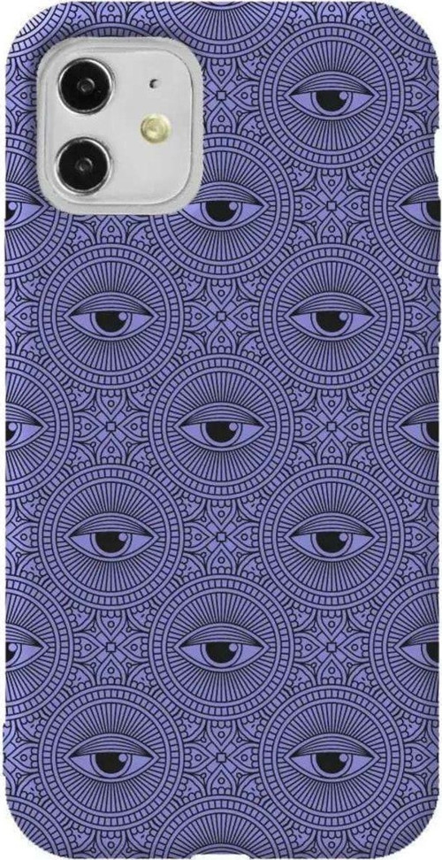 iPhone 11 Lila Renkli Silikon Telefon Kılıfı - Mandala Goz