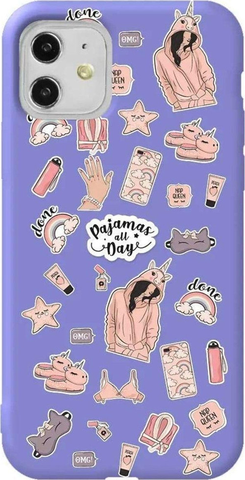 iPhone 11 Lila Renkli Silikon Telefon Kılıfı - Pajamas All Day