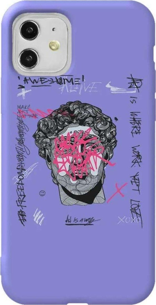 iPhone 11 Lila Renkli Silikon Telefon Kılıfı - Punk David
