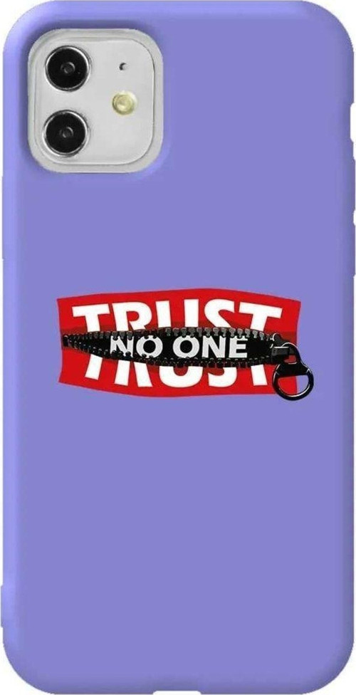 iPhone 11 Lila Renkli Silikon Telefon Kılıfı - Trust No One