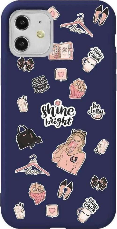 iPhone 11 Lacivert Renkli Silikon Telefon Kılıfı - Shine Bright
