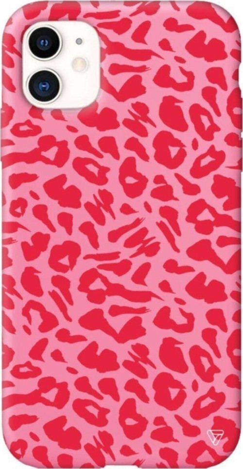 iPhone 11 Pembe Renkli Silikon Leopar Rose Telefon Kılıfı