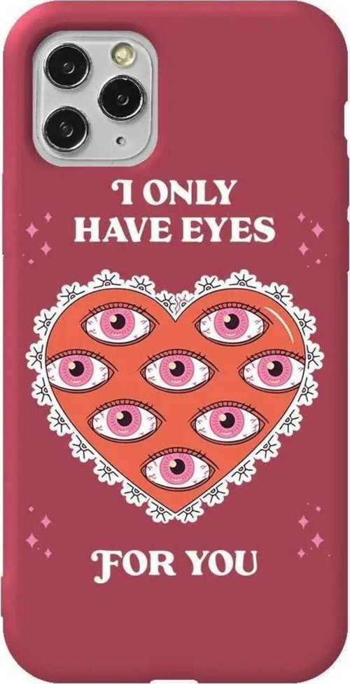 İphone 11 Pro Bordo Renkli Silikon Telefon Kılıfı - Only Have Eyes